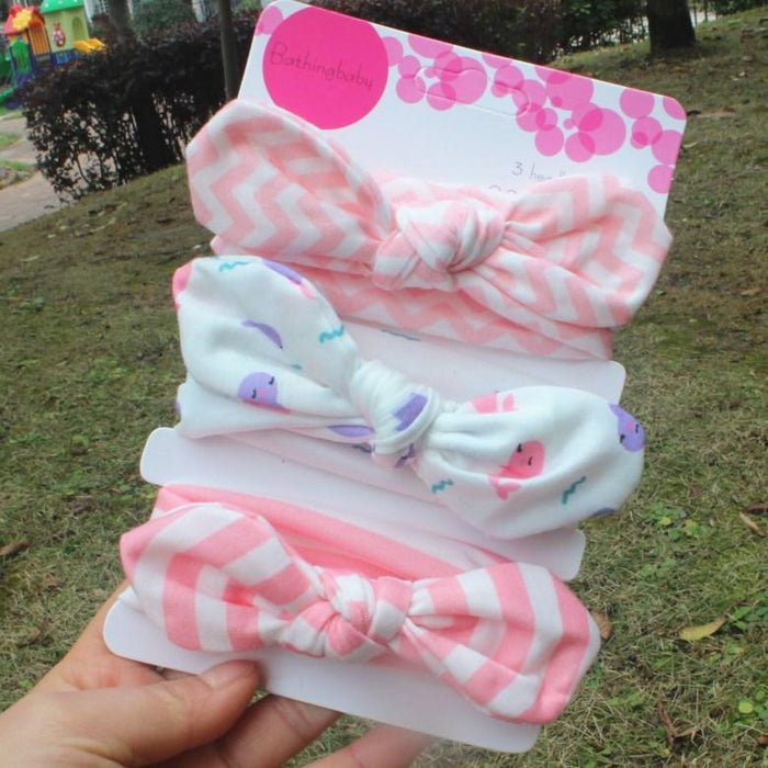 Children's Three Piece Printed Butterfly Hair Band Rabbit Ear Headdress