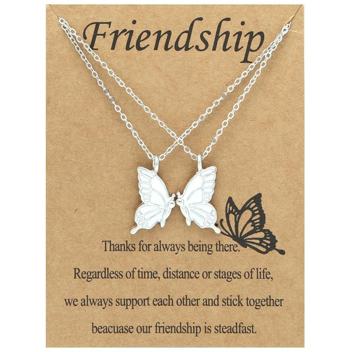 Colorful Butterfly Good Friend Magnet Set Necklace