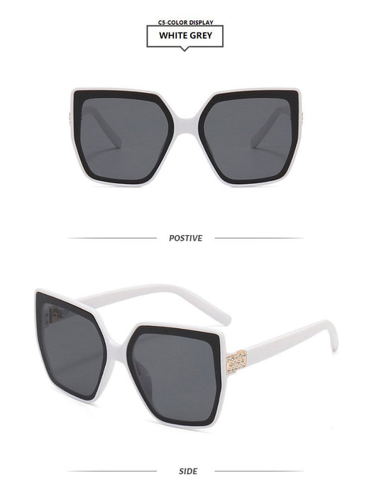 Retro large frame cat's eye square Sunglasses