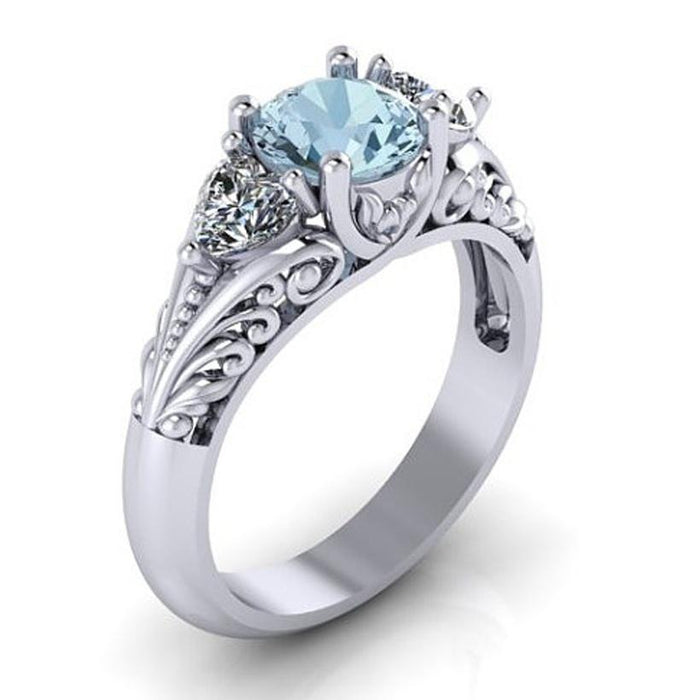 Luxury Women Jewelry Blue / Light Blue Zircon Bridal Rings