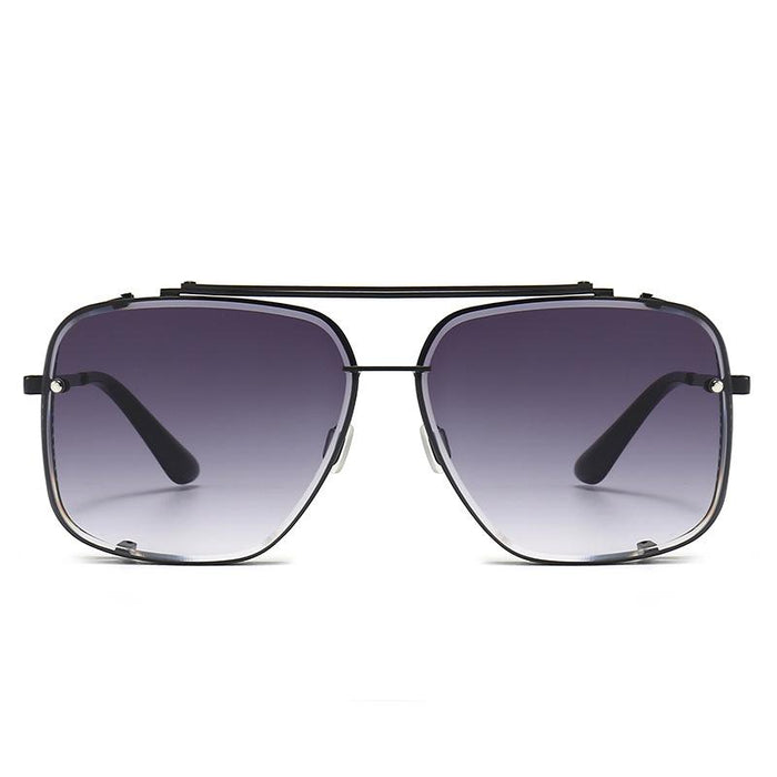 Men's and women's square metal double beam Sunglasses