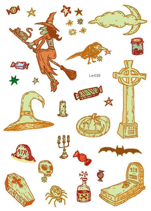 Multi-style Halloween Luminous Waterproof Disposable Funny Tattoo Stickers