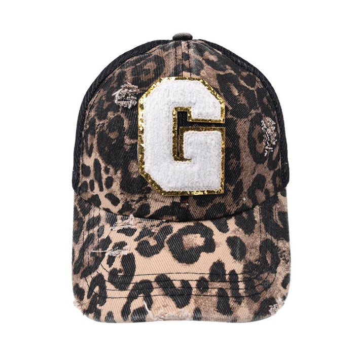 26 Letters Leopard Print Baseball Cap