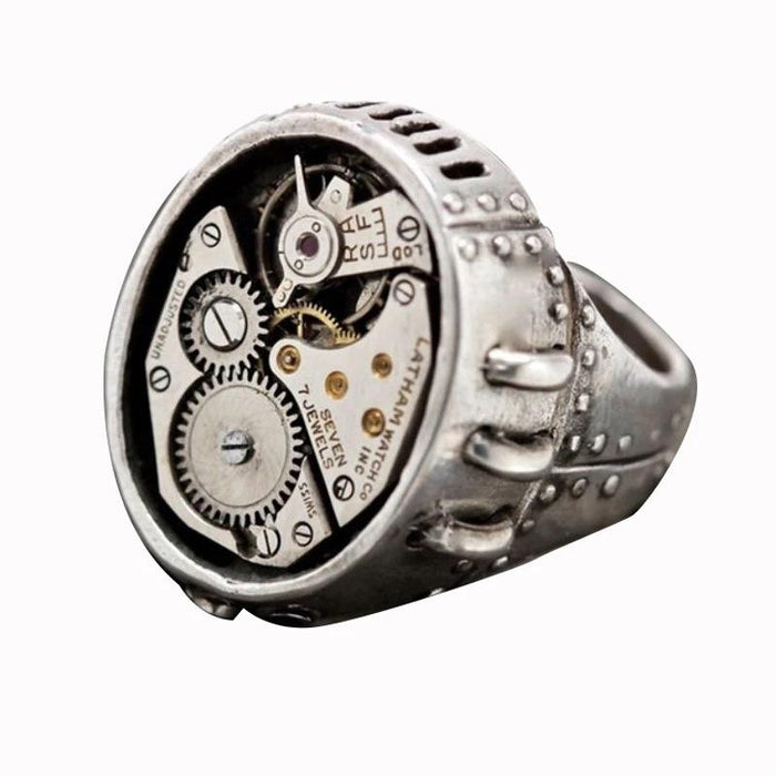 Mechanical Clock Design Metal Gear Men's and Women's Ring