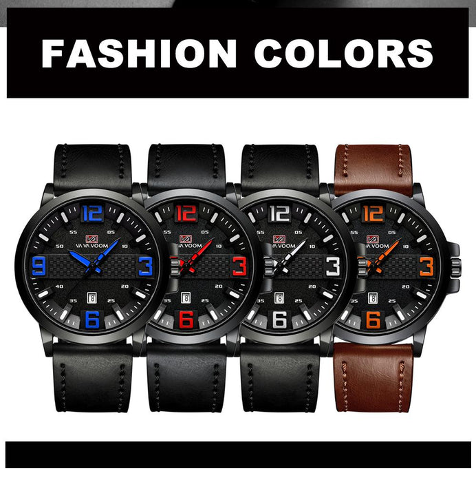 Calendar Wristwatch Fashion Mens Top Brand Luxury Sports Leather Watches