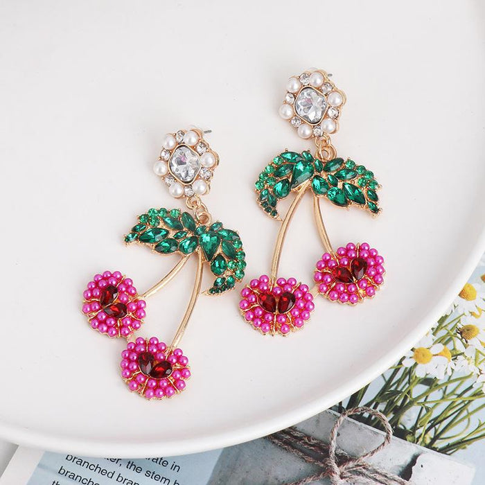 Women's Fashion Bright Fruit Cherry Earrings Accessories