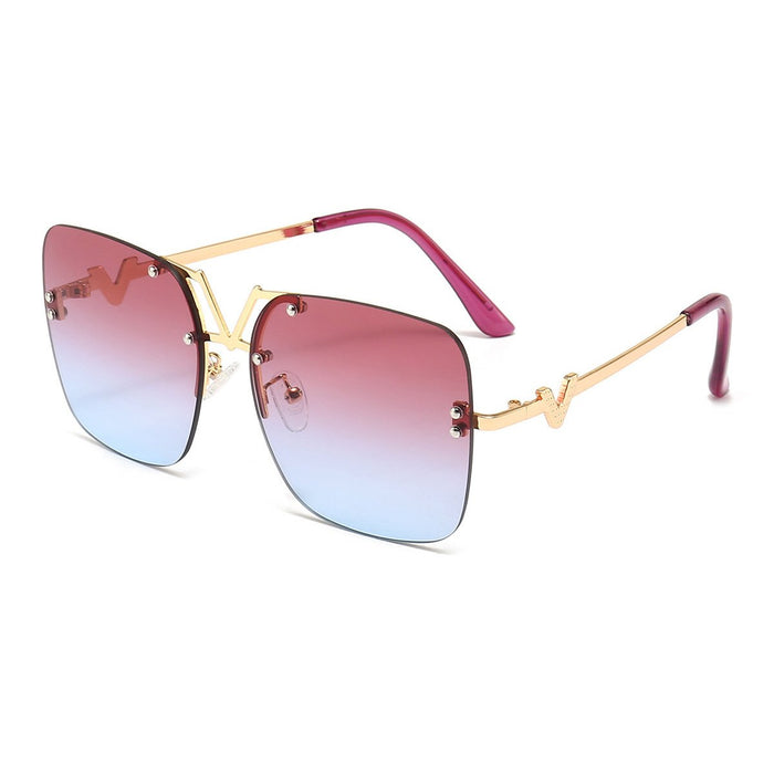 Metal square colour large frame sunglasses