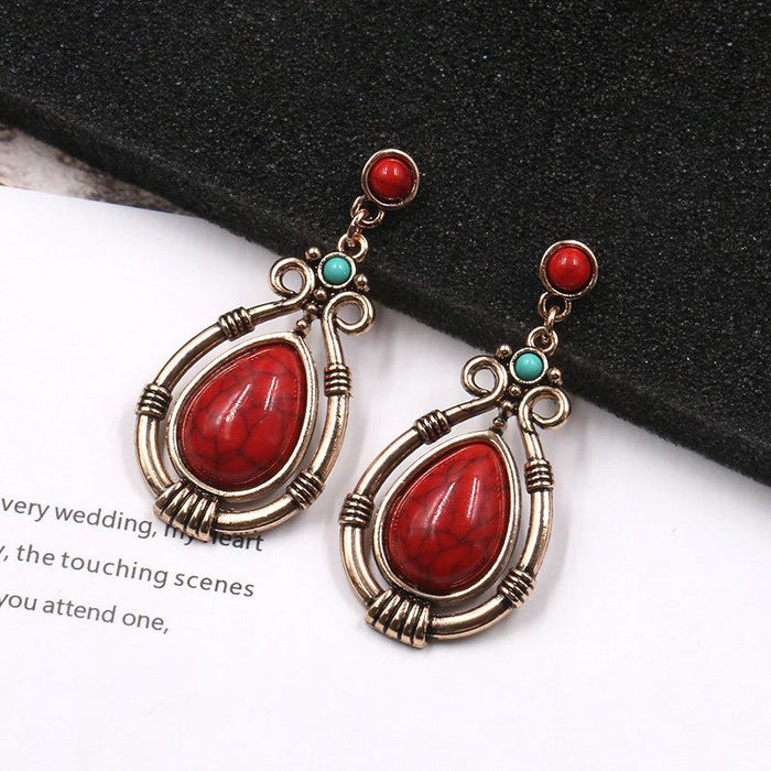 New Fashion Retro Palace Water Drop Alloy Earrings Jewelry