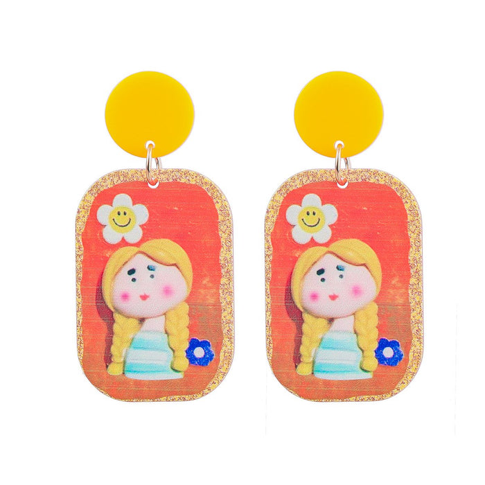 Cartoon Funny Embossed Doll Earrings