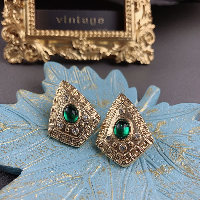 Vintage Women's Jewelry Medieval Earrings Vintage Court Style 925 Silver Needle Earrings Earring Studs