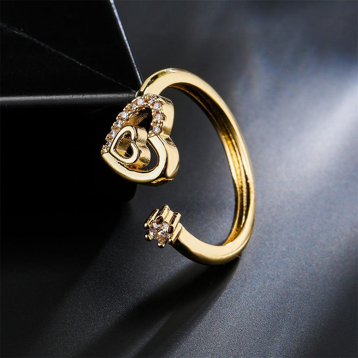 Small Fresh Style Simple Design Ring Zircon Open Ring