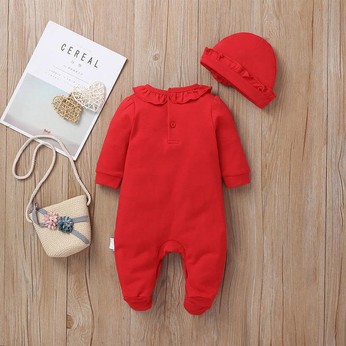 Female Newborn Cute Baby Jumpsuit With Hat