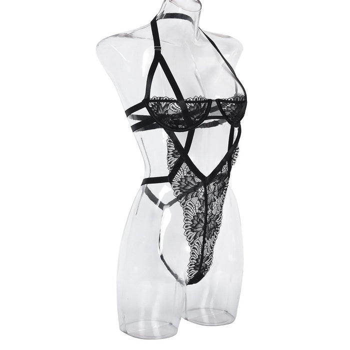 Women's Sexy One-piece Lingerie Lace Halter Bodysuit