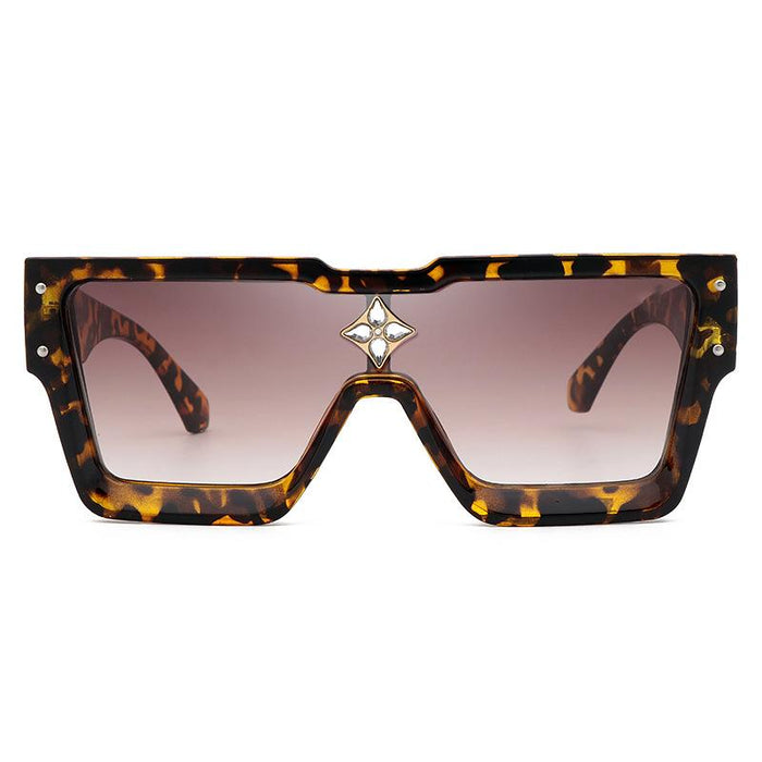 Men's and women's large frame square Rhinestone Sunglasses