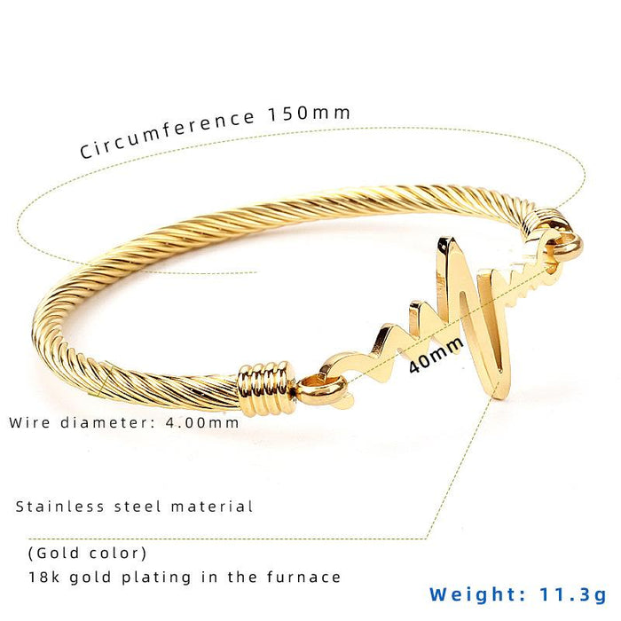 New Titanium Steel ECG Bracelet Fashion Wire Bracelet Bangle