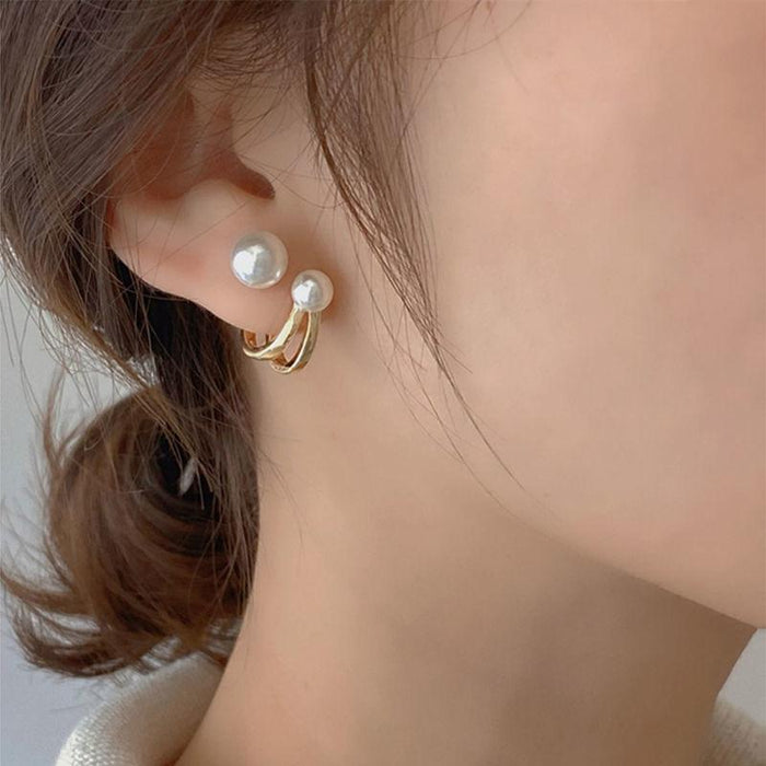 Double Hoop Pearl Earrings