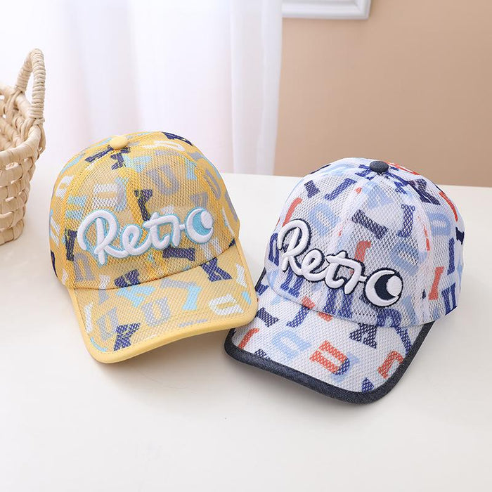 Summer 3D Embroidery English Alphabet Children's Mesh Hat