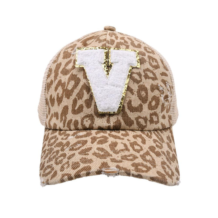 New Leopard 26 Letter Baseball Cap Sports Permeable Mesh Cap