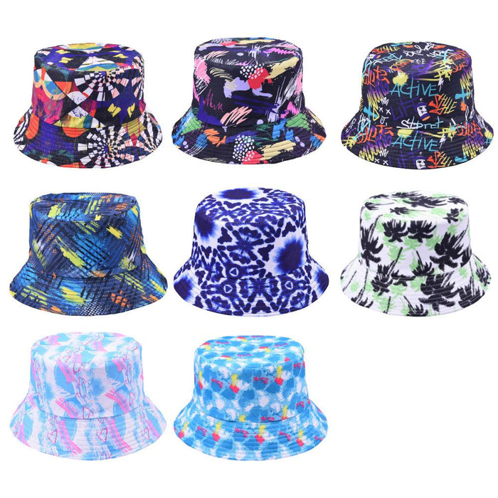 Graffiti Printed Fisherman Hat Hip Hop Sun-shading Hat Wear On Both Sides