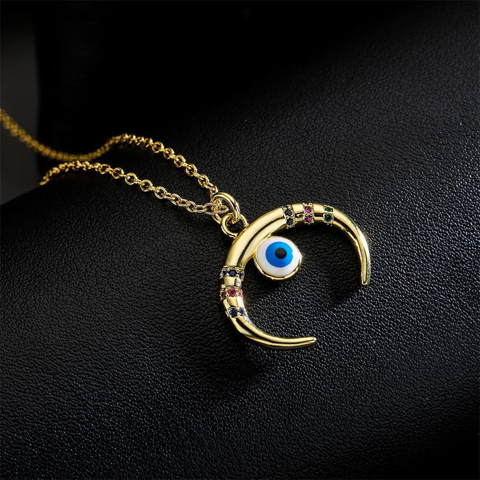 New Fashion Zircon Geometric Devil's Eye Necklace