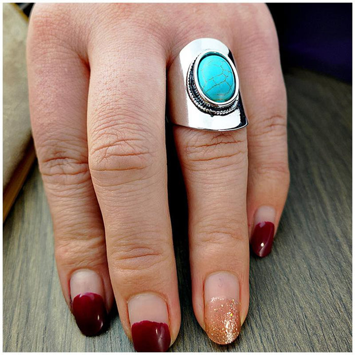 Exaggerated Fashion Personality Natural Turquoise Ring