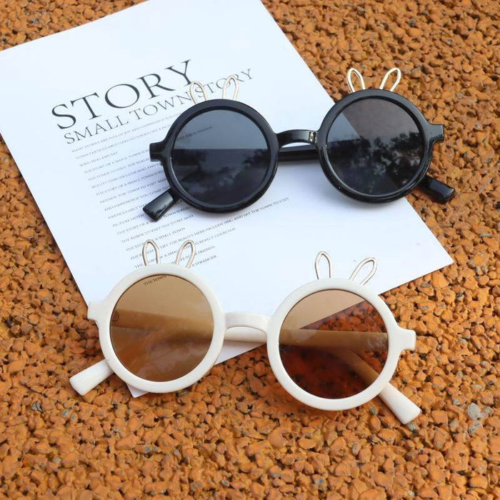 Children's Sunglasses lovely round frame rabbit ear glasses