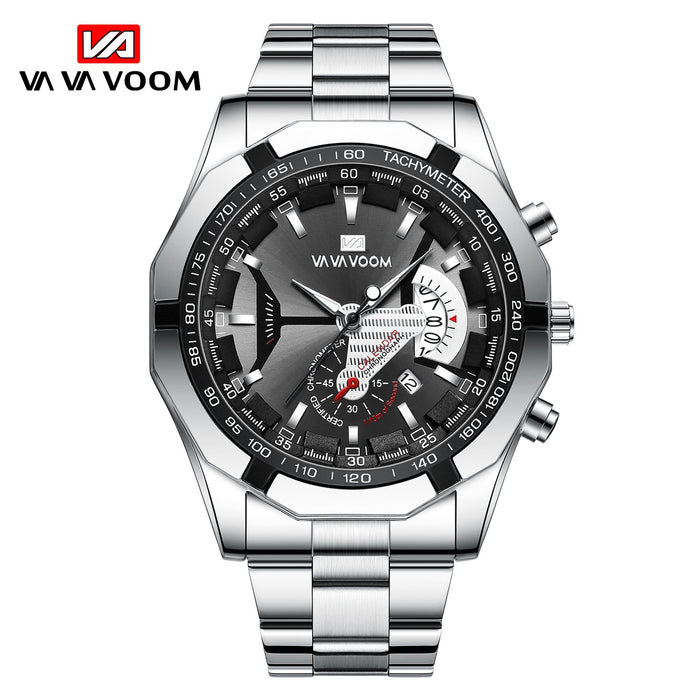 Sports Watches Fashion Stainless Steel Luxury Luminous Waterproof Calendar Quartz Watches