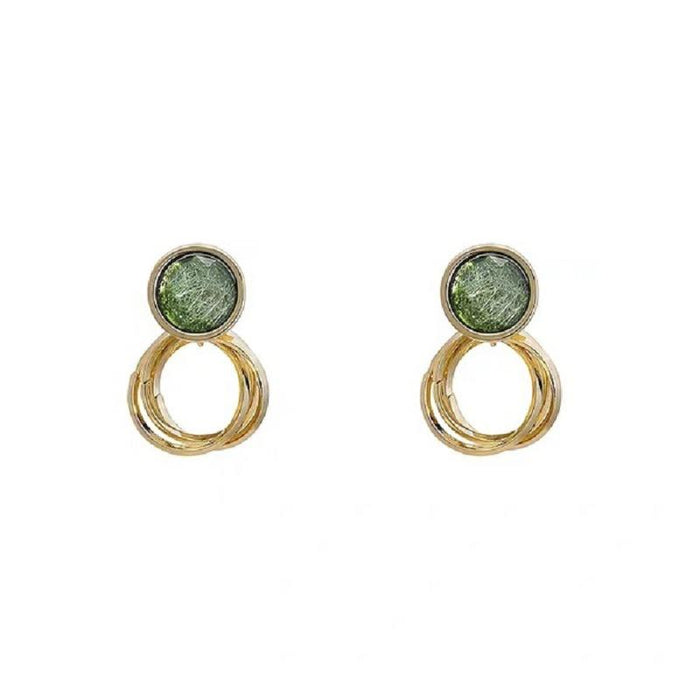 Green round earrings