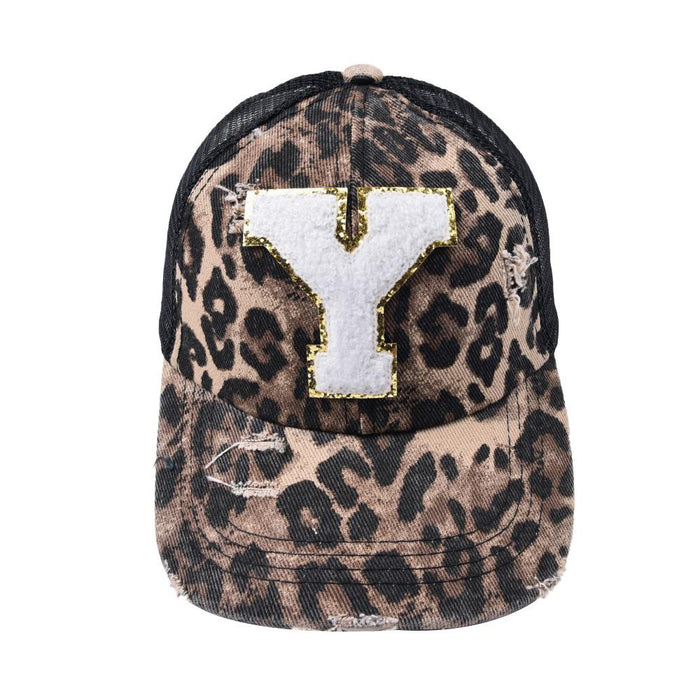 26 Letters Leopard Print Baseball Cap