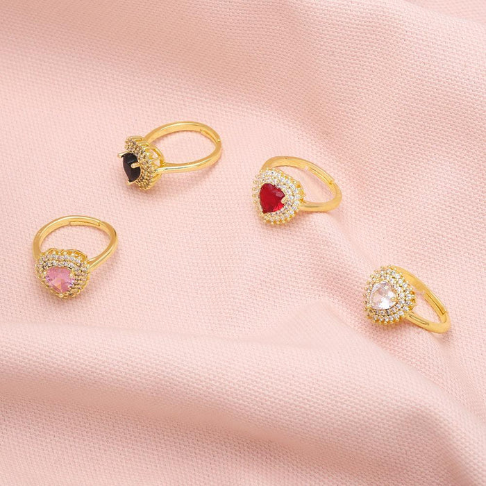 Light Luxury, High-quality, Full Diamond Zircon Heart-shaped Ring