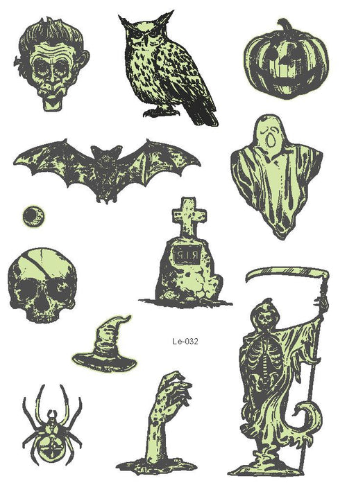 Multi-style Halloween Luminous Waterproof Disposable Funny Tattoo Stickers