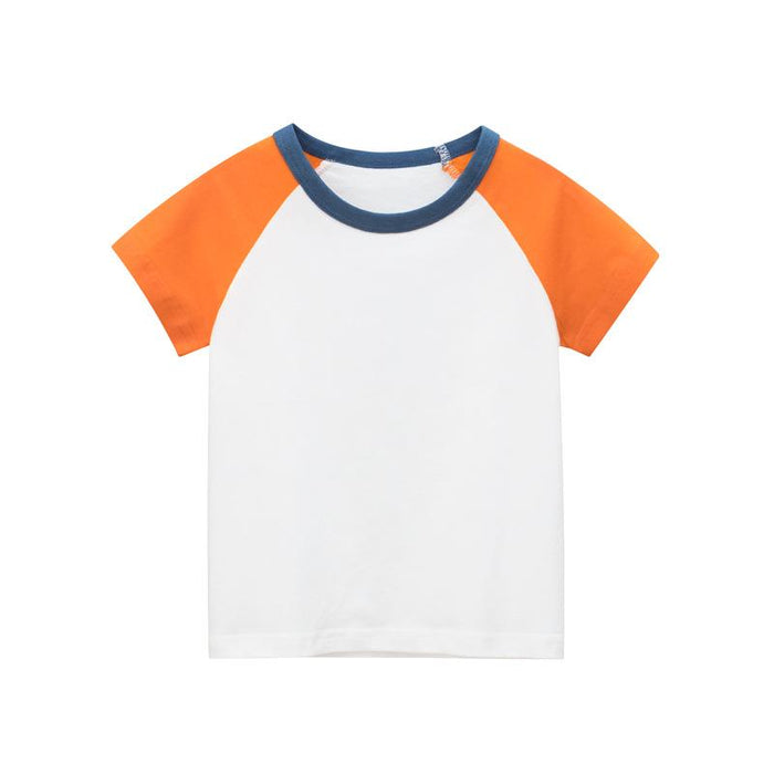 Children's short sleeved T-shirt sleeve solid colour no pattern