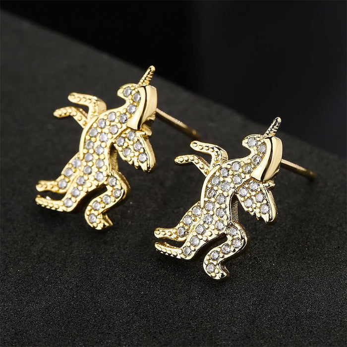 Fashion Personality Pop Unicorn Lady Animal Stud Earrings