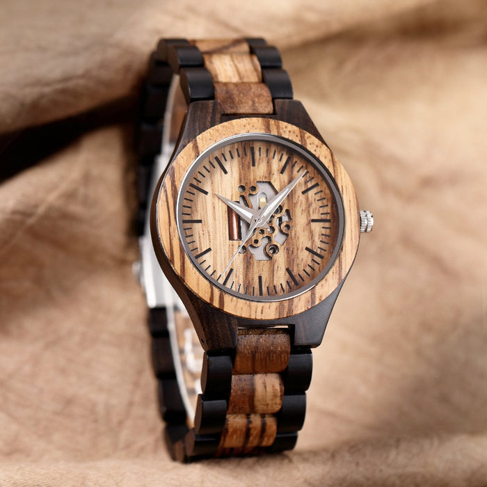 New Men's Hollow Wooden Watch Wooden Quartz Watch