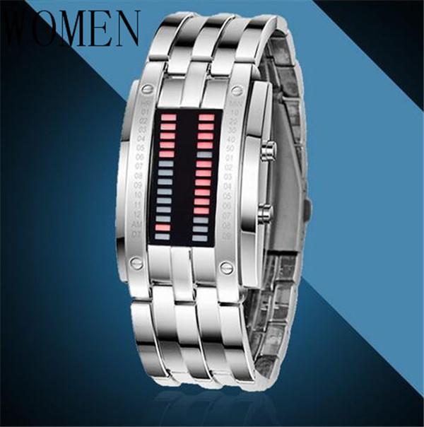 Creative Digital Watch Full Steel Binary Wrist Watch Women LED Electronic Sport Watches