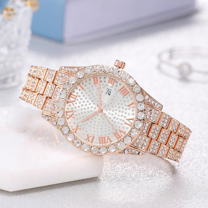 Women Watch Rhinestone Steel Quartz Fashion Wristwatch LLZ13880