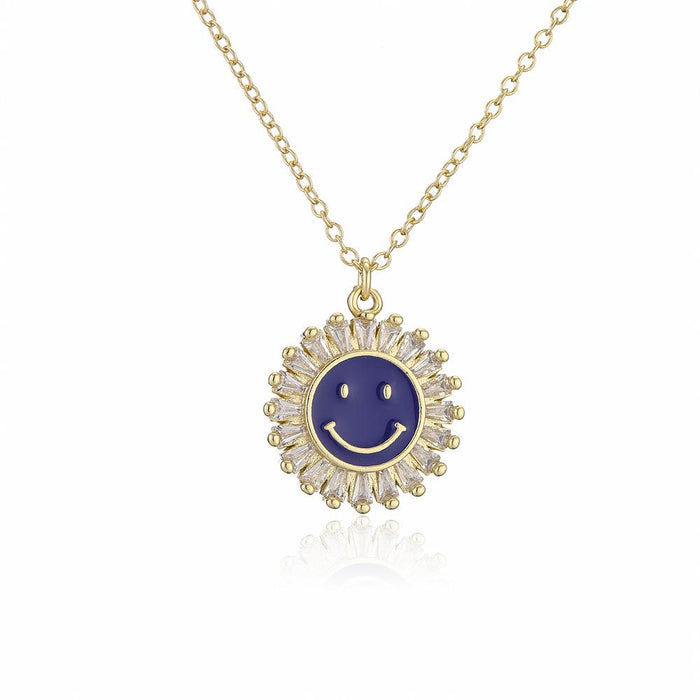 New Personalized Oil Drop Gold Sunflower Smiley Pendant Necklace