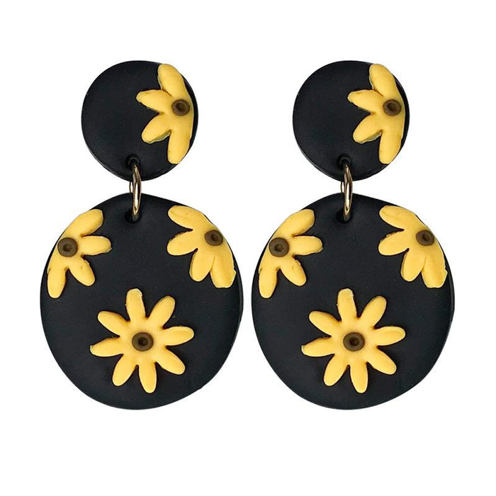 Soft Pottery Handmade Earrings Sunflower Daisy Element Earrings