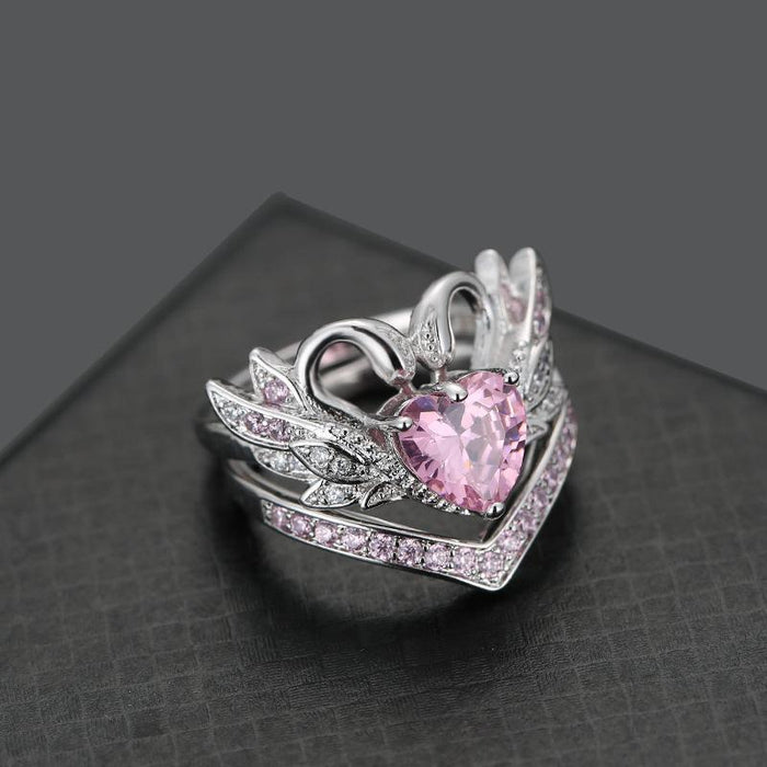 Fashion Women Heart  Zircon Couple Rings