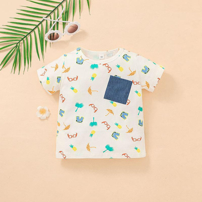 Children's Cartoon Printed T-shirt & Pants Suit