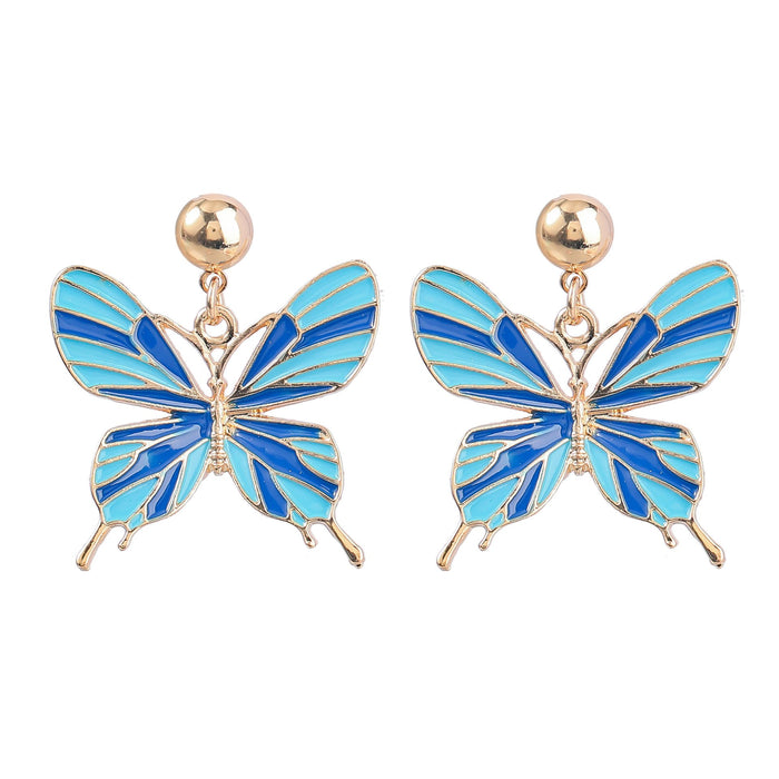 New Bohemian Style Butterfly Oil Dropping Earrings