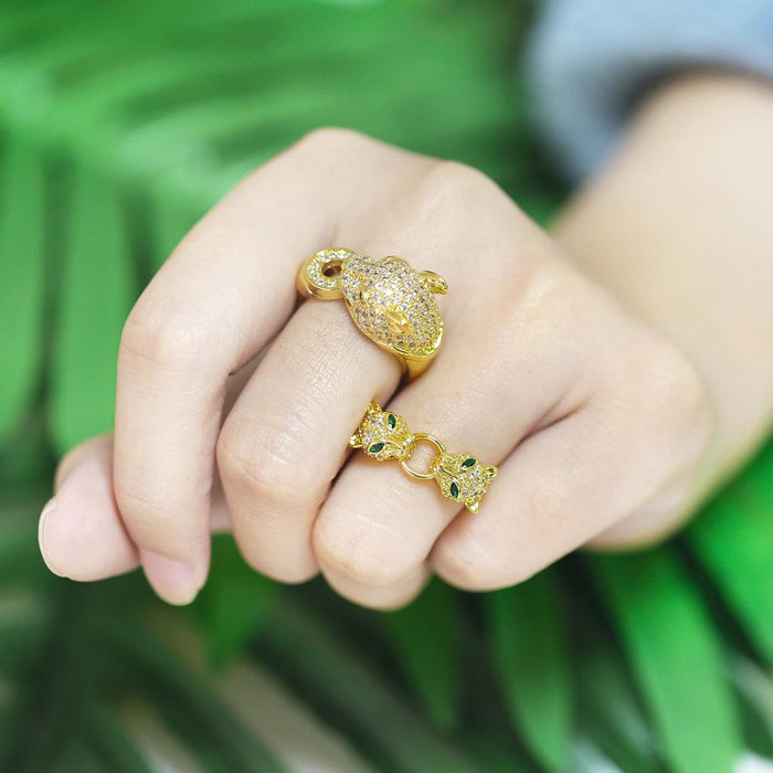 Light Luxury Fashion Leopard Head Opening Adjustable Ring