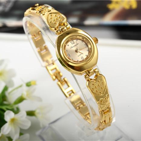 Gold Plated Women Bracelet Wristwatch