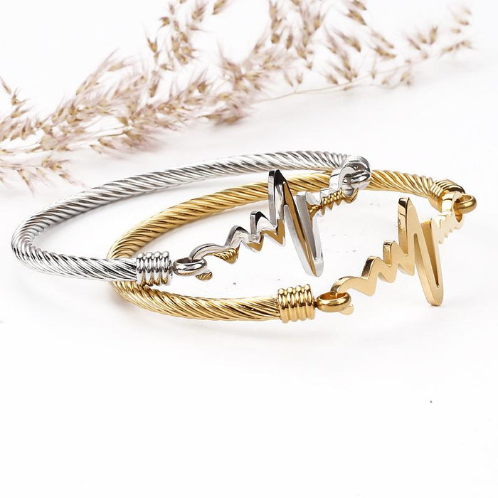 New Titanium Steel ECG Bracelet Fashion Wire Bracelet Bangle