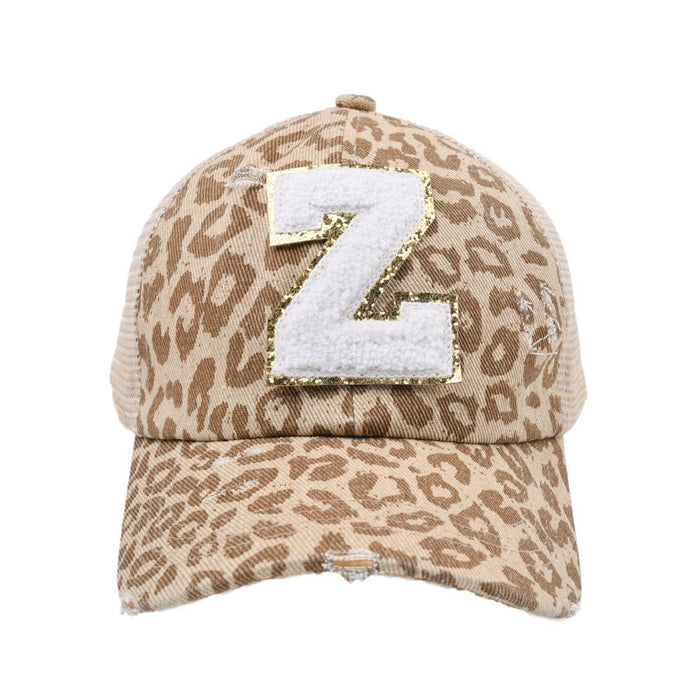 New Leopard 26 Letter Baseball Cap Sports Permeable Mesh Cap