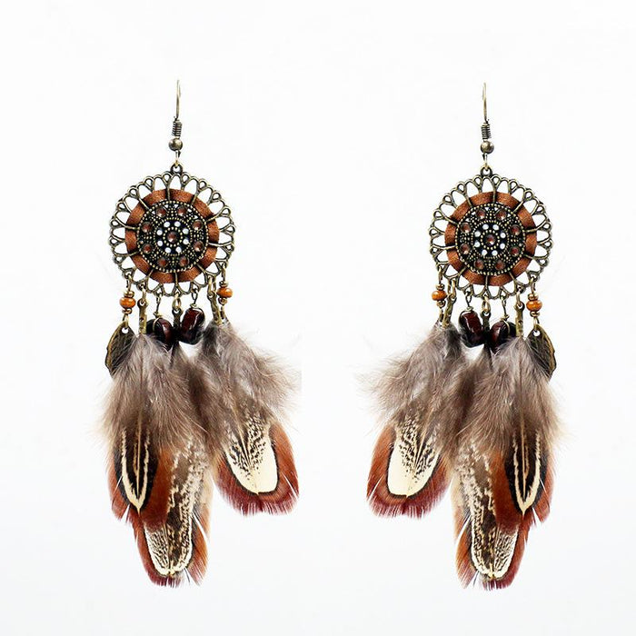 Women's Creative Popular Feather Alloy Earrings Jewelry