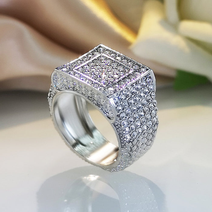 Fashion Square Rhinestone Inlaid Ring