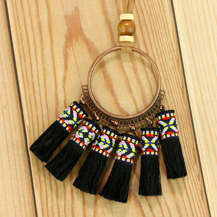 Earring + Necklace Set Handmade Tassel National Style Jewelry