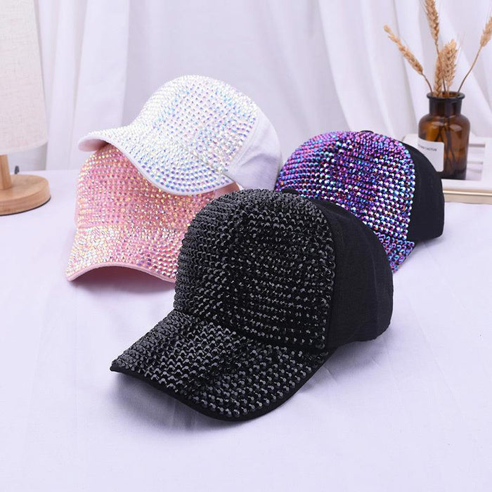 Summer Fashion Colorful Rhinestone Sunshade Mesh Cap Baseball Cap