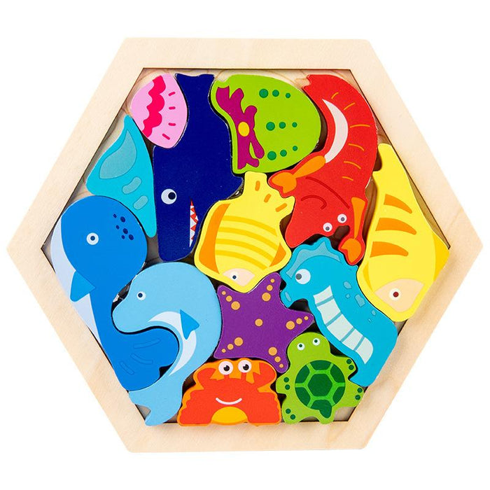 Children's Wooden Three-dimensional Cartoon Puzzle Toy